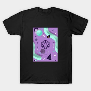 Polyhedral Dice Set Memphis Design Lavender Teal Tabletop RPG T-Shirt